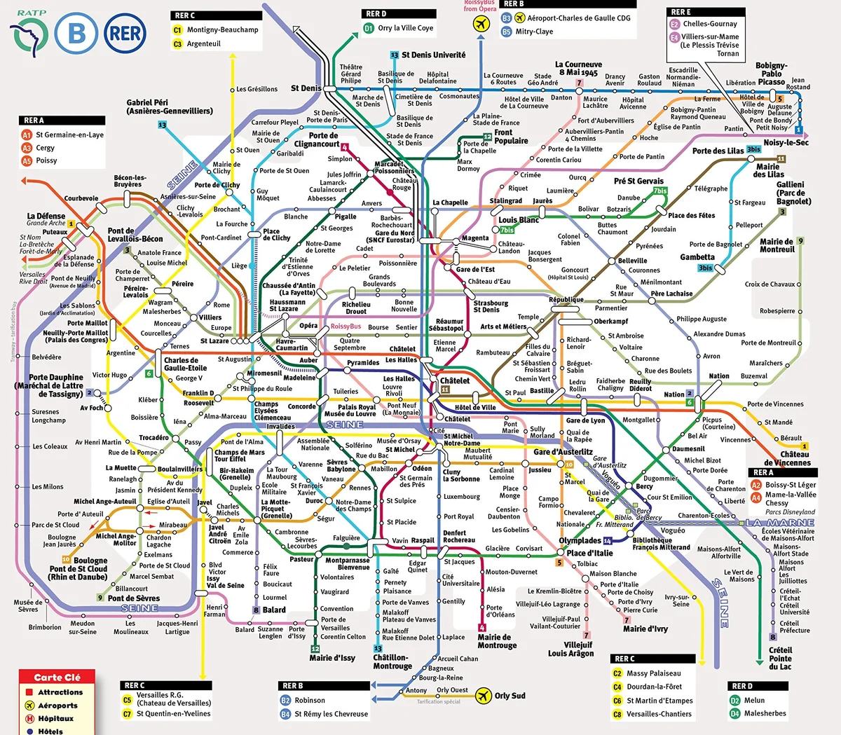 схема линий Парижского метрополитена